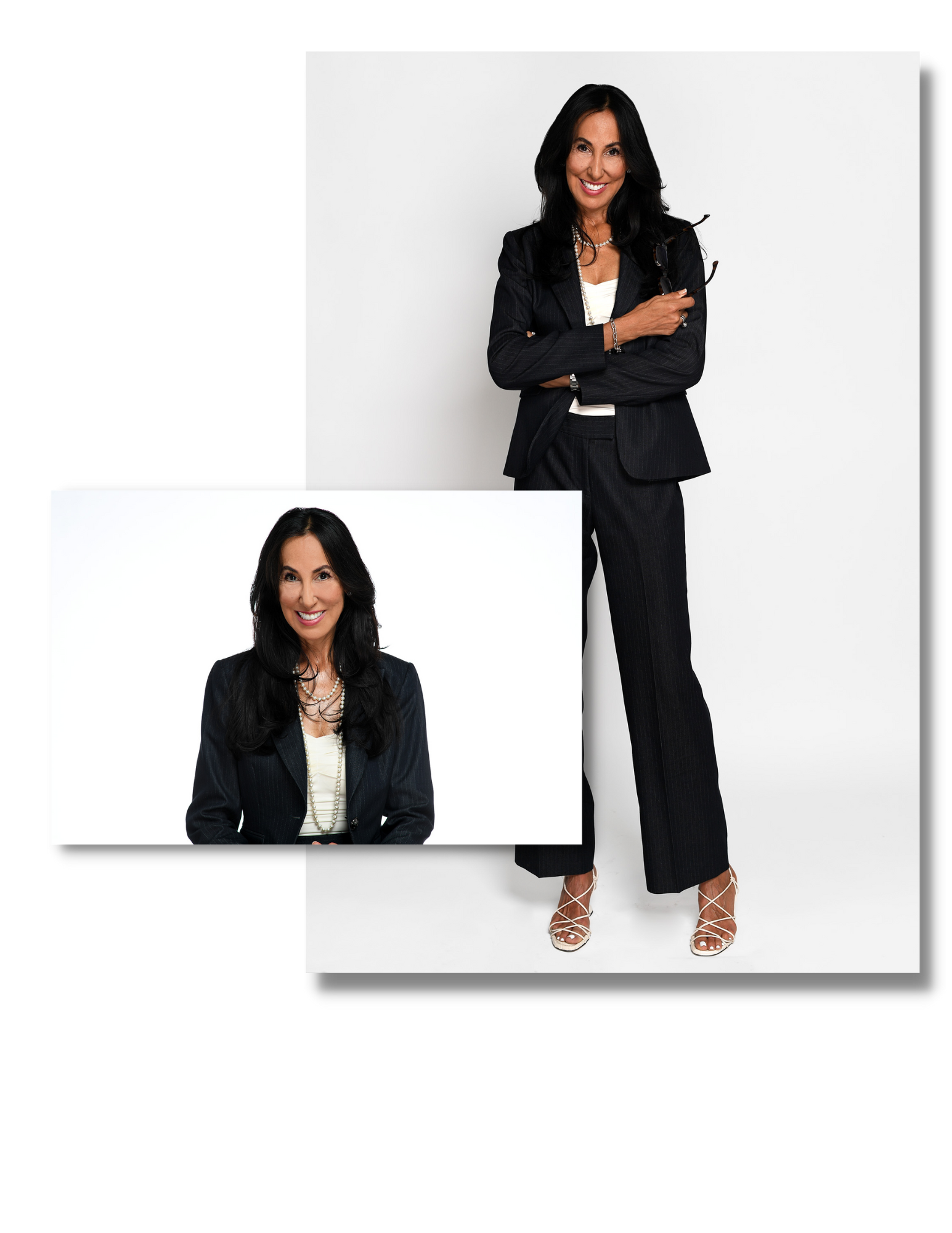 Smiling professional woman in black business suit